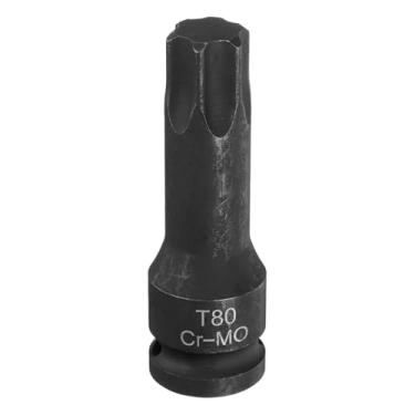 Imagem de Generic T80 Torx Bit Socket 1/5.1 cm Drive 6 Pontos Torx Star Adaptador de soquete CR-MO Aço Alongamento Bit Soquetes de impacto para chaves catracas elétricas parafusos de fixação