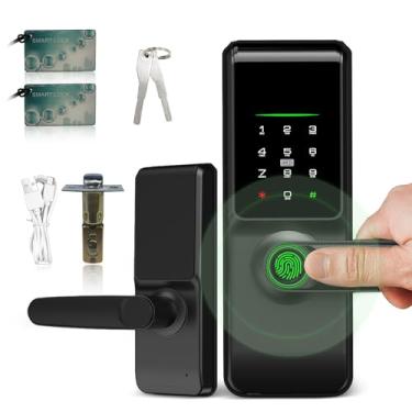 Imagem de Fechadura Inteligente Biométrica Vidro Preto, Impressão Digital + Senha + Cartão + Chave + APP, Wi-Fi Integrado, 100 Digitais, 250 Usuários, para Casa e Escritório