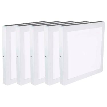 Imagem de Kit 5 Luminária Plafon Led Quadrado Sobrepor 24W 6500K Noll