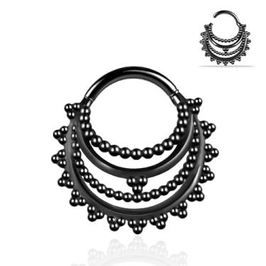 Imagem de Maxbott Anel de septo 16G 8 mm Anel de segmento articulado Argola Daith Rook Conch Helix Tragus Anéis de nariz Aço Cirúrgico Septo Clickers Ear Piercings Joias, 8mm, Aço inoxidável, aço inoxidável