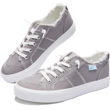 Imagem de Sapatos Obtaom Play Fashion, tênis femininos, cinza, lona, EUA 8