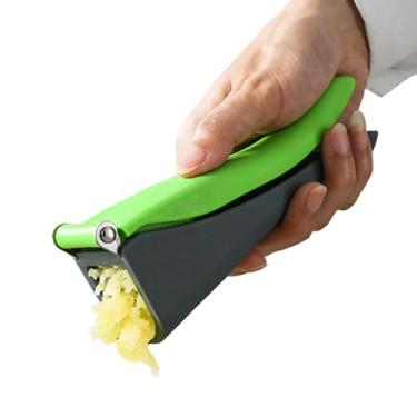Imagem de Espremedor de alho de aço inoxidável – Cortador manual – Cortador de cozinha portátil antiderrapante para picar legumes, preparar alimentos, acampar