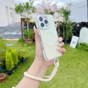 Imagem de Capa de celular à prova de choque com cordão gradiente da moda para iPhone 16 Pro Max 15 14 13 11 12 Pro Max 16Plus 16E, branca, para iPhone 16e