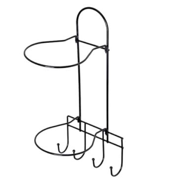 Imagem de Rack de armazenamento de bolas – Suporte de basquete de 2 camadas montado na parede, prateleira de armazenamento que economiza espaço, organizador de equipamentos esportivos de aço para futebol