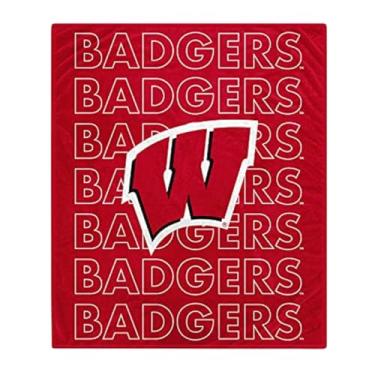 Imagem de Pegasus Sports Cobertor de pelúcia NCAA Echo Team Wordmark, cor do time, 60 x 70 (Wisconsin Badgers)