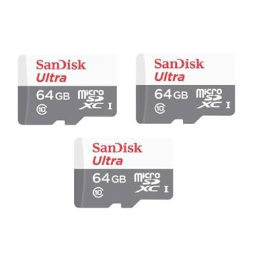 Imagem de Sandisk 64Gb Ultra Microsdxc Uhs 1 cartão 100Mb/S cinza -Sdsqunr-064G-Gn3Mn, cinza (pacote com 3)