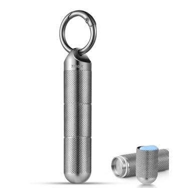 Imagem de TISUR Porta-pílulas de titânio pequeno de metal, organizador de pílulas, recipiente portátil à prova d'água, caixa de garrafa de comprimidos de viagem para bolsa (pequeno - 1,3 cm, 3 compartimentos