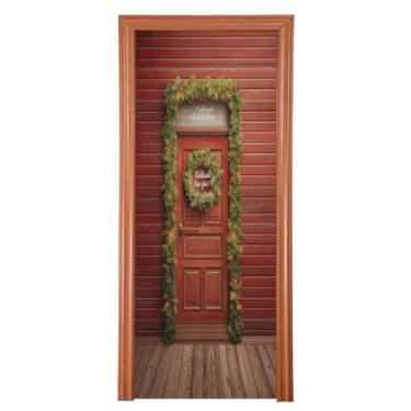 Imagem de Blueangle Capa elástica para porta de guirlanda de Natal – Faixa de porta frontal de tecido elástico para Natal, decoração de festa em casa ao ar livre (722)