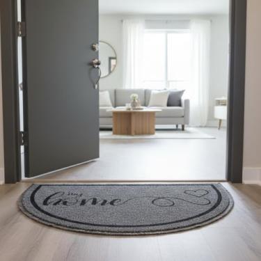 Imagem de Tapete Capacho Meia Lua Porta De Entrada 38×60cm Casa Apartamento Escritório Antiderrapante (CINZA)