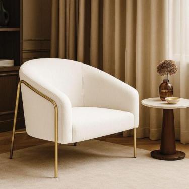 Imagem de Poltrona Sala Industrial Alta Dourado Stella Bouclê D03 - D'rossi Cor 