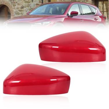 Imagem de JESYMBX Tampa do espelho retrovisor lateral da porta para Mazda CX-5 CX5 2017-2021 Capa de casa de tampa vermelha esquerda e direita