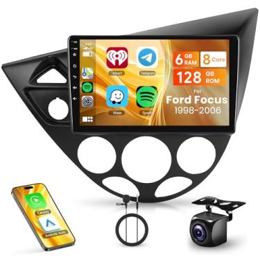 Imagem de Rádio estéreo Android 8 Core 6 + 128G para Ford Focus 1998-2006 sem fio Carplay Android Auto, unidade de cabeça de tela sensível ao toque de 23 cm, conexão espelhada, WiFi, navegação GPS, Bluetooth FM