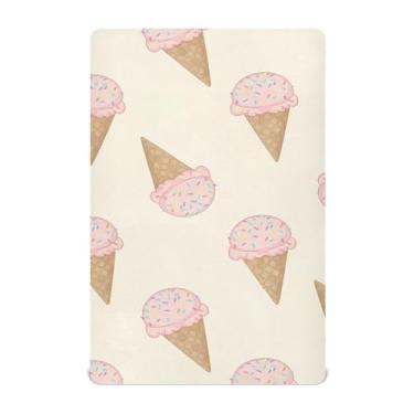 Imagem de Burbuja Lençol de berço em cone de sorvete para meninos e meninas, lençol com elástico 71 x 132 cm para colchões de berço padrão e infantil, macio e respirável