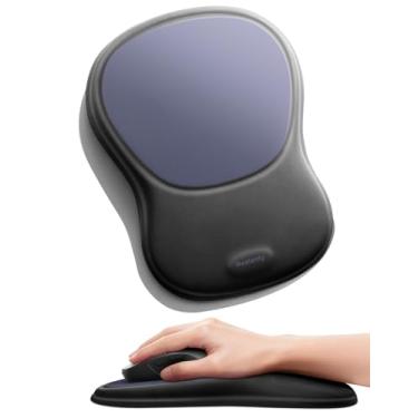Imagem de meatanty Mouse pad com descanso de pulso, suporte de pulso ergonômico para mouse, acessórios de computador, tapete de mouse de mesa, espuma viscoelástica macia, alívio da dor nas mãos, almofada