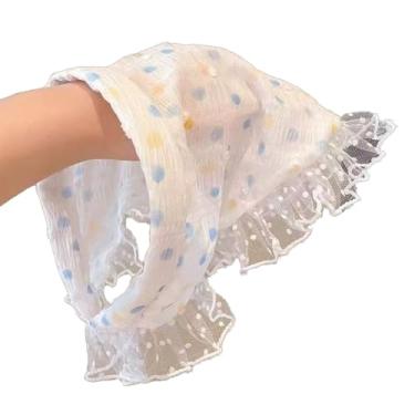 Imagem de JEBELE Bandana feminina de renda, cachecol triângulo guingão vintage com laço, estilo retrô francês para roupas boho chique e casual (22 bolinhas azuis, tamanho único)