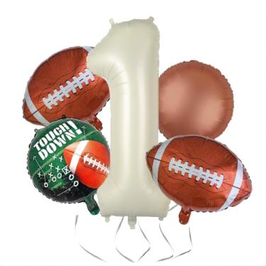 Imagem de Kwuz Football First Year Down Birthday Balloons Decorations 40 Inch Big Beige One Balloon Number Boys 1st Year Down Birthday Decorations Sports Theme Football Party Decor Supplies Favors