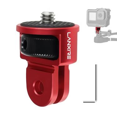 Imagem de LANXIRE Adaptador de montagem para câmera de ação com parafuso de 1/10.2 cm, adaptador de tripé de câmera de liga de alumínio compatível com GoPro Hero 13/12, Insta360 X4/X3, DJI Osmo Pocket 3, AKASO