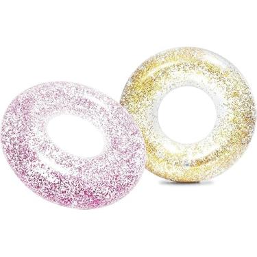 Imagem de Boia redonda com Glitter para uso Adulto e Criança na Piscina, Praia e decoração