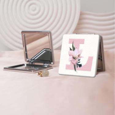 Imagem de Espelho de maquiagem portátil estilo carta minimalista, mini espelho de maquiagem portátil dobrável, espelho de bolso flip de dupla face com ampliação, adequado para todos em várias ocasiões