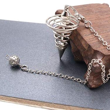 Imagem de GLOGLOW Pêndulo Espiritual de Metal, Pêndulo de Radiestesia de Adivinhação Com Corrente para Testes de Chakras Cura Espiritual, 7,0 Em Comprimento 16,53 X 8,66 Em Tamanho (WHITE)