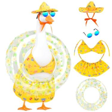 Imagem de Roupa de ganso havaiana verão varanda roupas de ganso roupas de ganso roupas de ganso bonito para decoração de jardim ao ar livre (biquíni de praia amarelo)