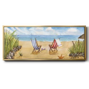 Imagem de Renditions Gallery Pintura e impressões em tela para decoração de casa com moldura flutuante para quarto, escritório, cozinha, lobby - moldura dourada de 30,5 x 76,2 cm LT613