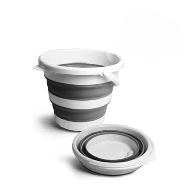 Imagem de Balde Retrátil 10 Litros Cinza Fácil de Guardar Alça e Gancho de Parede Dobrável (1)