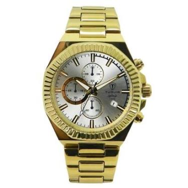Imagem de Relógio Cronógrafo Masculino de Aço Tuguir Analógico Infinity GCS-1272 Dourado e Prata-Masculino