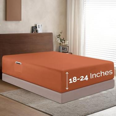 Imagem de Elegant Comfort Lençol 1500 premium de qualidade de hotel 45 a 61 cm de profundidade - lençol com elástico único com bolso extra profundo para colchão alto, luxuoso e macio, bolso inteligente - sem