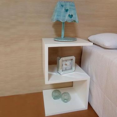 Imagem de Mesa De Cabeceira Pequeno Criado Mudo Em S Mdf Branco