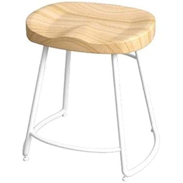 Imagem de AkosOL Banqueta de bar ajustável, banqueta de bar, balcão de pub com altura natural, acabamento em madeira, estilo moderno, base de metal, preta, cadeira de cozinha para restaurante, bar/café, balcão