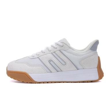 Imagem de N BESUNEW Tênis feminino com bico largo, plataforma de caminhada fácil de calçar e descalçar, com suporte de arco, calçados esportivos casuais confortáveis e retrô, Bege branco, 39