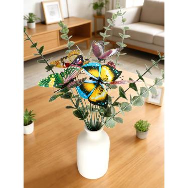 Imagem de 40 peças de decoração de jardim de borboleta, pinos de borboleta artificiais, adequados para buquês de flores, artesanato, arranjos de flores e decoração de casa