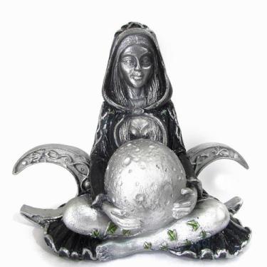 Imagem de Estátua Deusa Gaia Mãe Terra Triluna Wicca 13cm - Preto - Roni Artes
