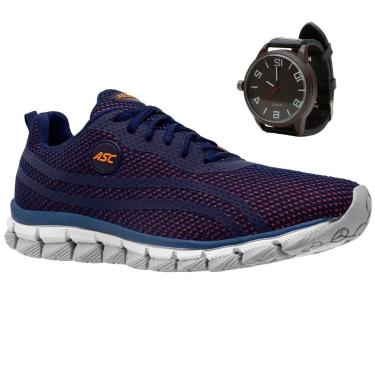 Imagem de Tenis Ortopedico Masculino Corrida Caminhada Academia Treino + Relógio-Masculino