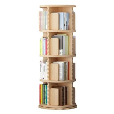 Imagem de Estante rotativa de 2/3/4/5/6 camadas Prateleira de livros rotativa de 360° para espaço pequeno Estante de armazenamento de madeira para quarto de criança sala de estudo quarto (cor: madeira, tamanho