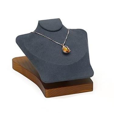 Imagem de Suporte de joias suporte de joias colar de madeira expositor de joias vitrine busto corrente pingente suporte adereços decorativos exibição de joias (cor: B)