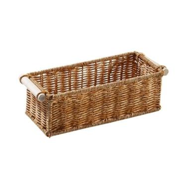 Imagem de Suporte de frutas imitação de cestas de vime para organizar cestas longas e estreitas de tecido retangular para fruteiras (grande)