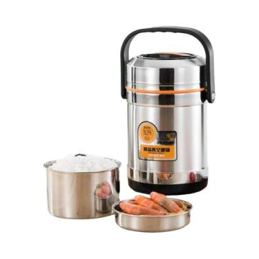 Imagem de Marmita Térmica De Aço Inoxidável De Grande Capacidade Com Múltiplas C