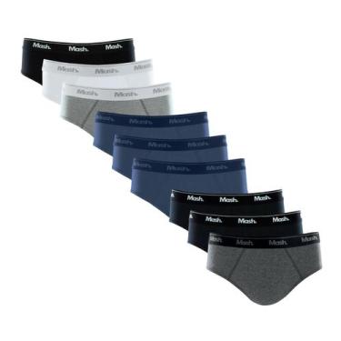 Imagem de Kit 9 Cuecas Slip Mash 075.04 Algodão Adulto Combo, GG, Sortido