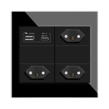 Imagem de Tomada De Energia Padrão Brasileiro 10A 20A 110V-250V Com Painel De Vi