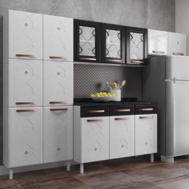 Imagem de Cozinha de Aço Completa Mirage New 14 Portas 3 Gavetas Branco/Preto - 