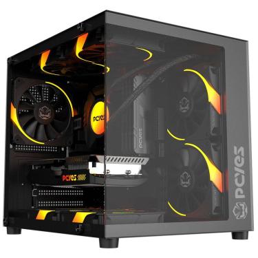 Imagem de Gabinete Gamer Aquário PCYes Forcefield Mini Black Vulcan, Frontal e Lateral em Vidro Temperado, USB 3.0, Micro ATX, Preto - GFFMNBV