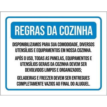 Imagem de Placa Regras Da Cozinha Respeite Deixe Limpo 36X46