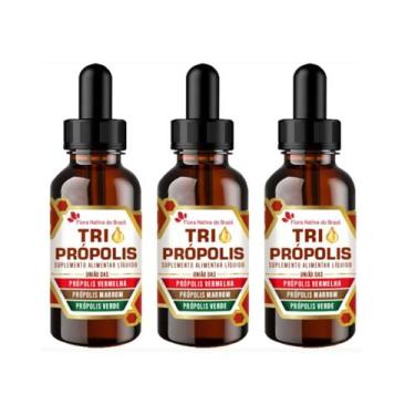 Imagem de 3x Tri Própolis Gotas ( Própolis Vermelha, Verde e Marrom) 20ml - Flor