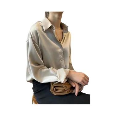 Imagem de Blusa Casual Feminina De Manga Longa Para Primavera E Outono Com Gola 