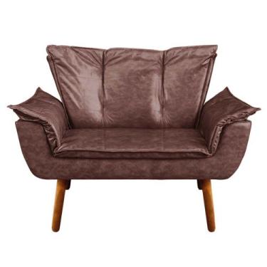 Imagem de Sofá 2 Lugares Namoradeira Pé Palito Castanho Opala Corano D03 - D'Ros