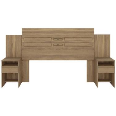 Imagem de Cabeceira Cama Box Madeirado Casal Triunfo c/ 2 Gavetas Amêndola - Dem