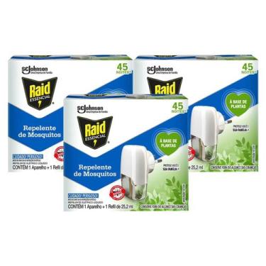 Imagem de Kit 3 Repelente Elétrico Raid + Refil 45 Noites 25ml