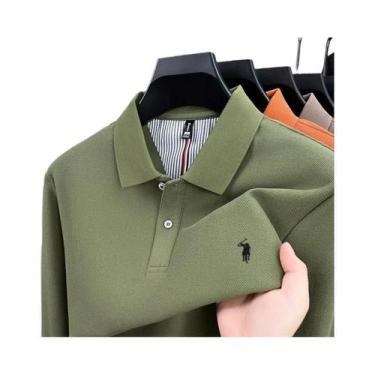 Imagem de Camisa POLO Masculina De Algodão Para Outono E Inverno, Manga Longa, M